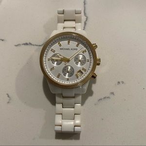 Michael Kors chronograph watch in white resin.